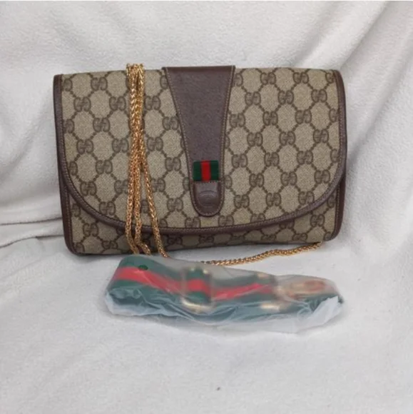 Authentic Vintage Gucci GG Monogram Supreme Sherry Web Ophidia Clutch Crossbody - Picture 3 of 12